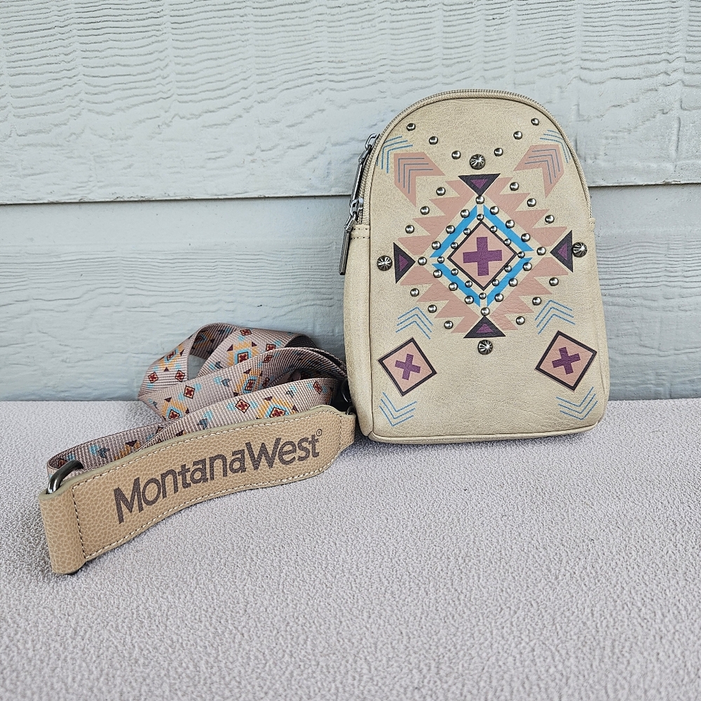 Montana West Embellished Aztec Collection Sling Bag Purse Backpack Crossbody